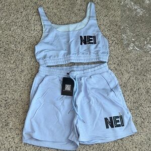 Light Blue Women's Shorts Set